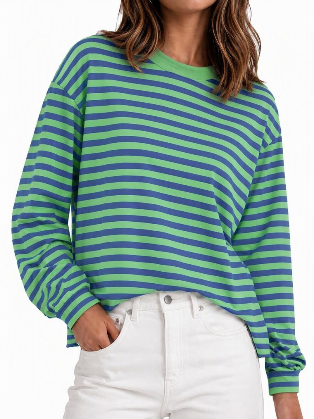 Womens Oversized Striped T Shirts Long Sleeve 2026 Casual Tops